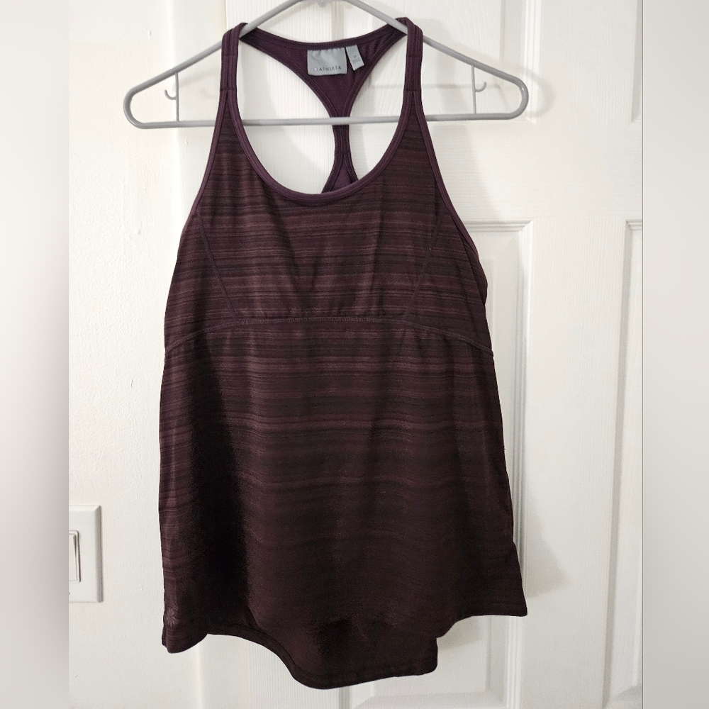 Athleta Dark Purple Striped Racerback Tank Top, Size M
